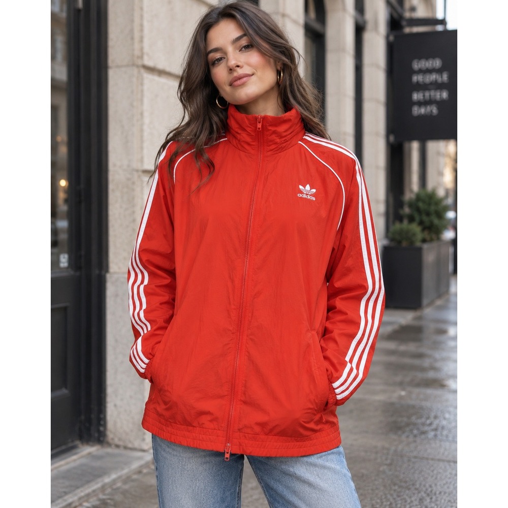 Adidas Originals Red White 3 Stripe Full Zip Track Jacket Windbreaker CW1310 M